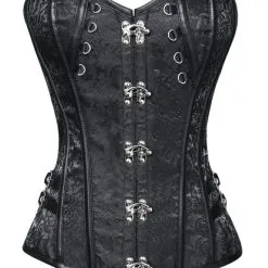 DISCOBOLE Corset Gothique En Tissu Brocarde Noir