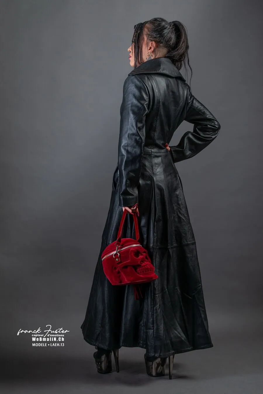 DISCOBOLE Long Manteau Cuir Gothique Vampire Femme â Image 3
