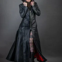 DISCOBOLE Long Manteau Cuir Gothique Vampire Femme
