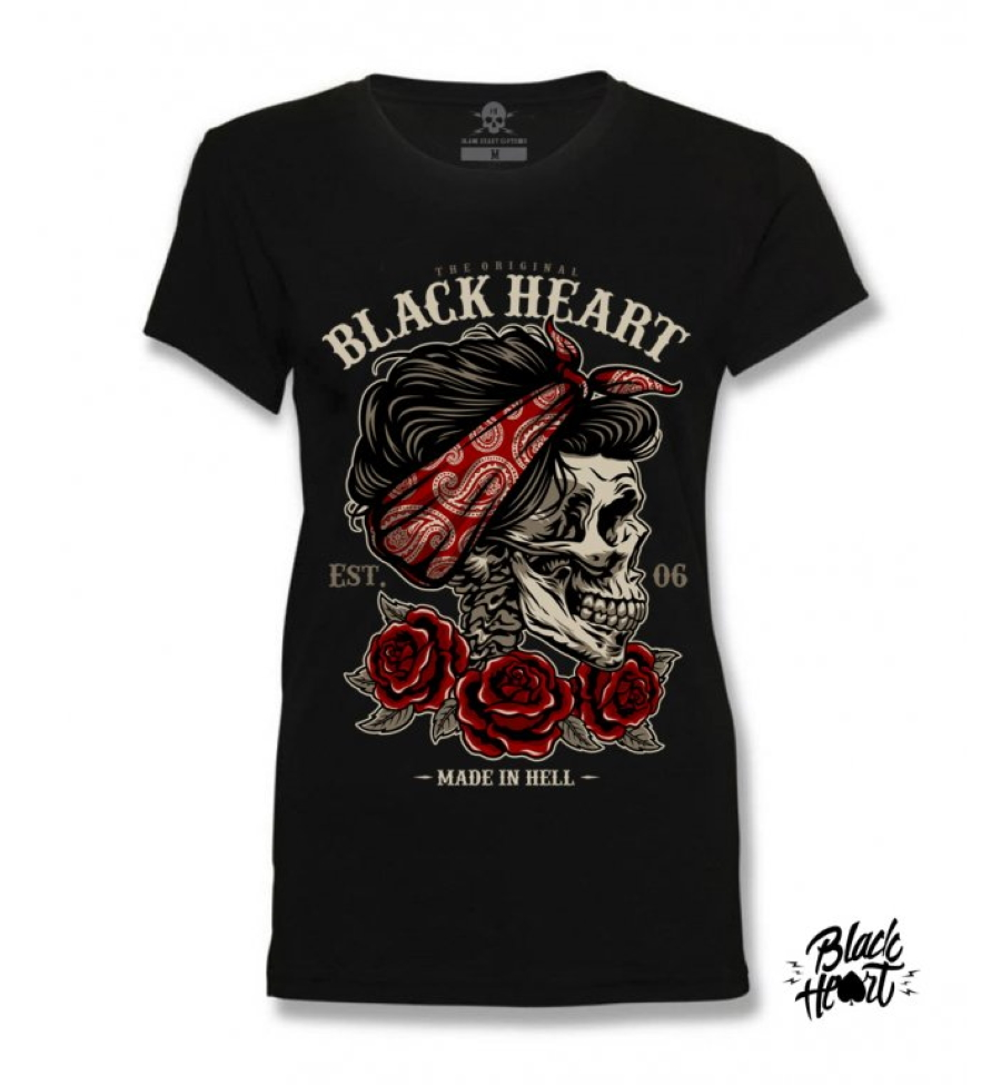 T-shirt Femme BLACK HEART 'baspin Up Skull'