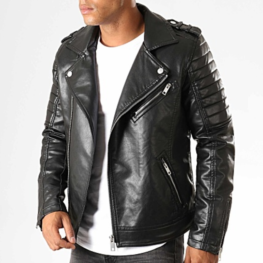 DISCOBOLE Perfecto Homme En Simili Cuir Noir