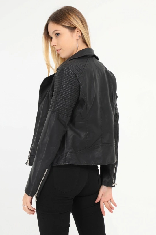 DISCOBOLE Perfecto Simili Cuir Noir â Image 2