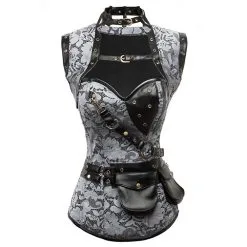 DISCOBOLE Corset Gothique Gris Et Sa Mini Cape