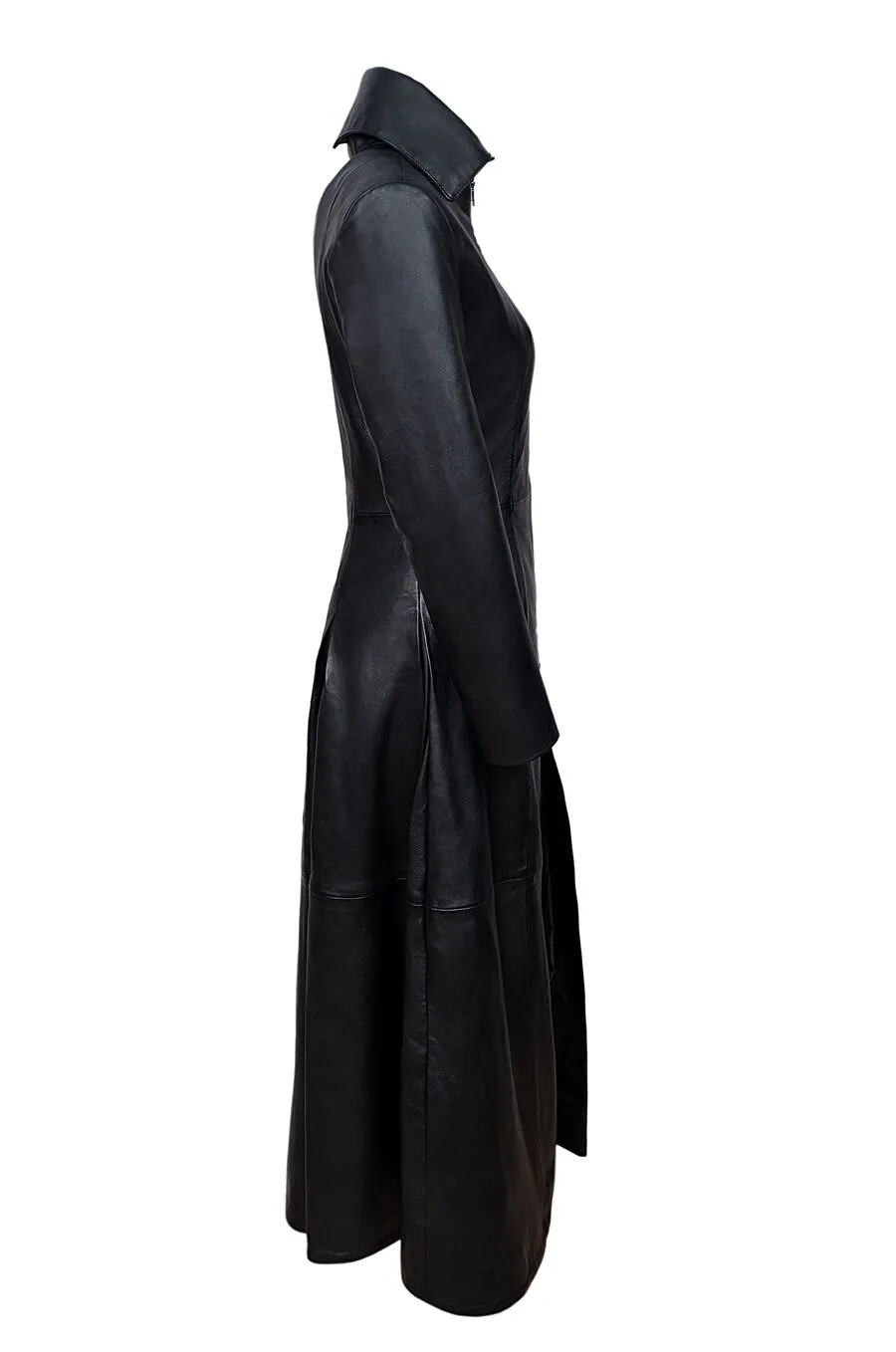 DISCOBOLE Long Manteau Cuir Gothique Vampire Femme â Image 6