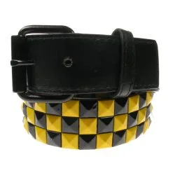 DISCOBOLE Ceinture Cloutée Noire Et Jaune