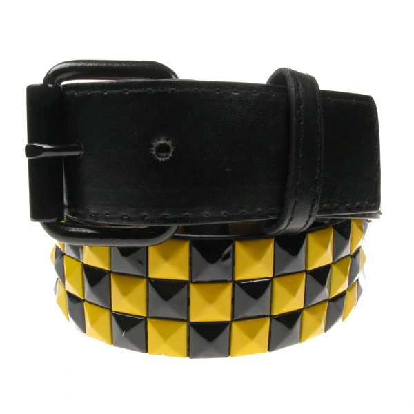 DISCOBOLE Ceinture Cloutée Noire Et Jaune