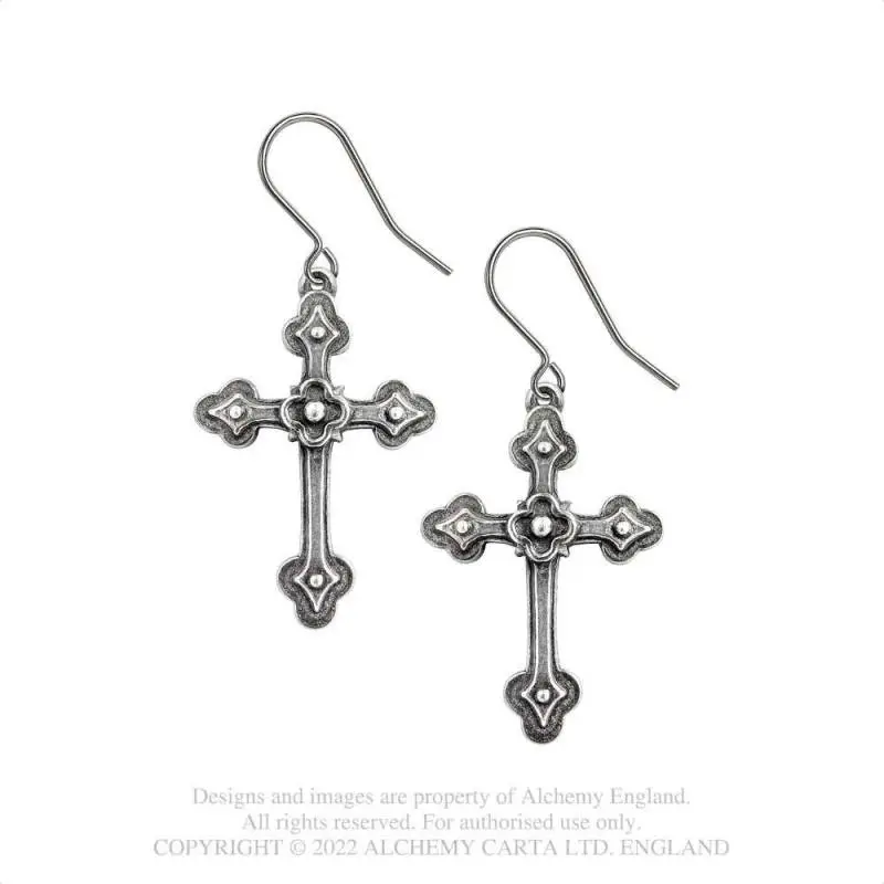 Boucles D'oreilles ALCHEMY GOTHIC 'Gothic Devotion Crosses'