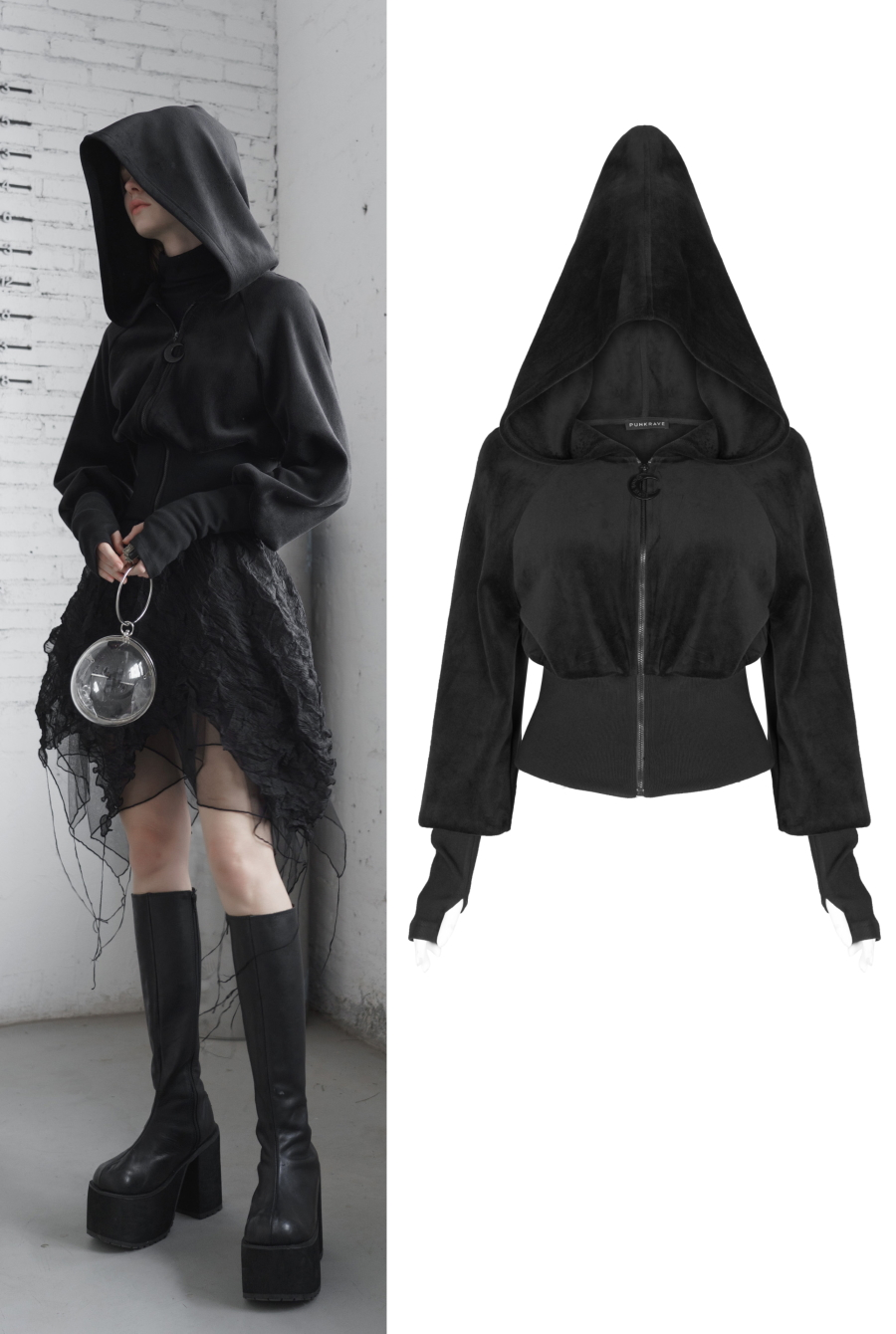 Veste Zippée PUNK RAVE 'lune Noire'