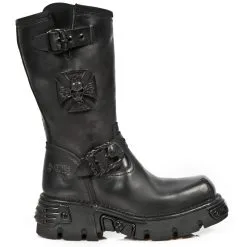 Bottes Biker's Cuir Noir NEW ROCK M.1601-S8