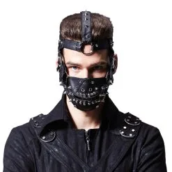 PUNK RAVE Masque Gothique En Simili Cuir Noir 'Hannibal'