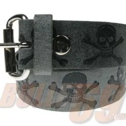 DISCOBOLE Ceinture Gothique Cuir 'grey Skulls'