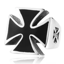 DISCOBOLE Bague Gothique 'black Iron Cross'