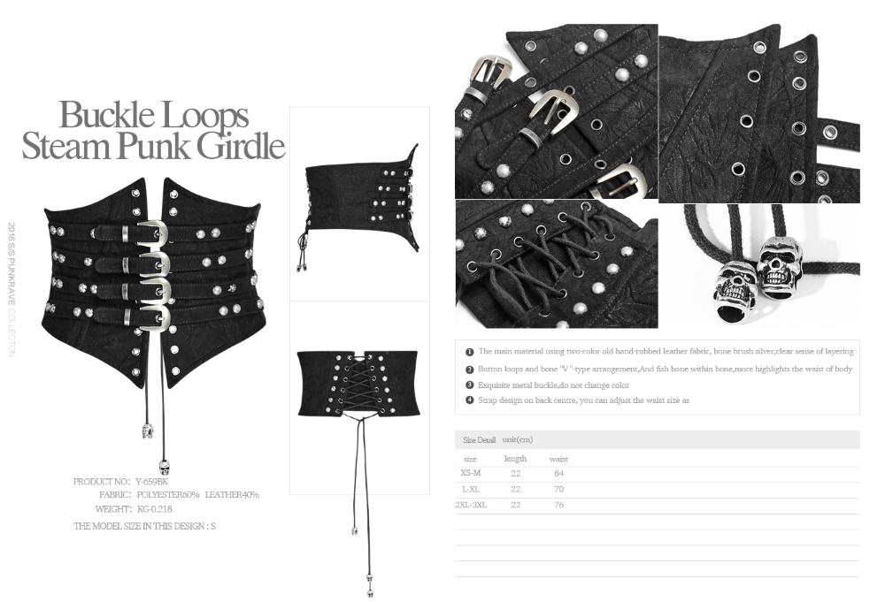 PUNK RAVE Serre-taille Gothique Noir Tenebra â Image 4